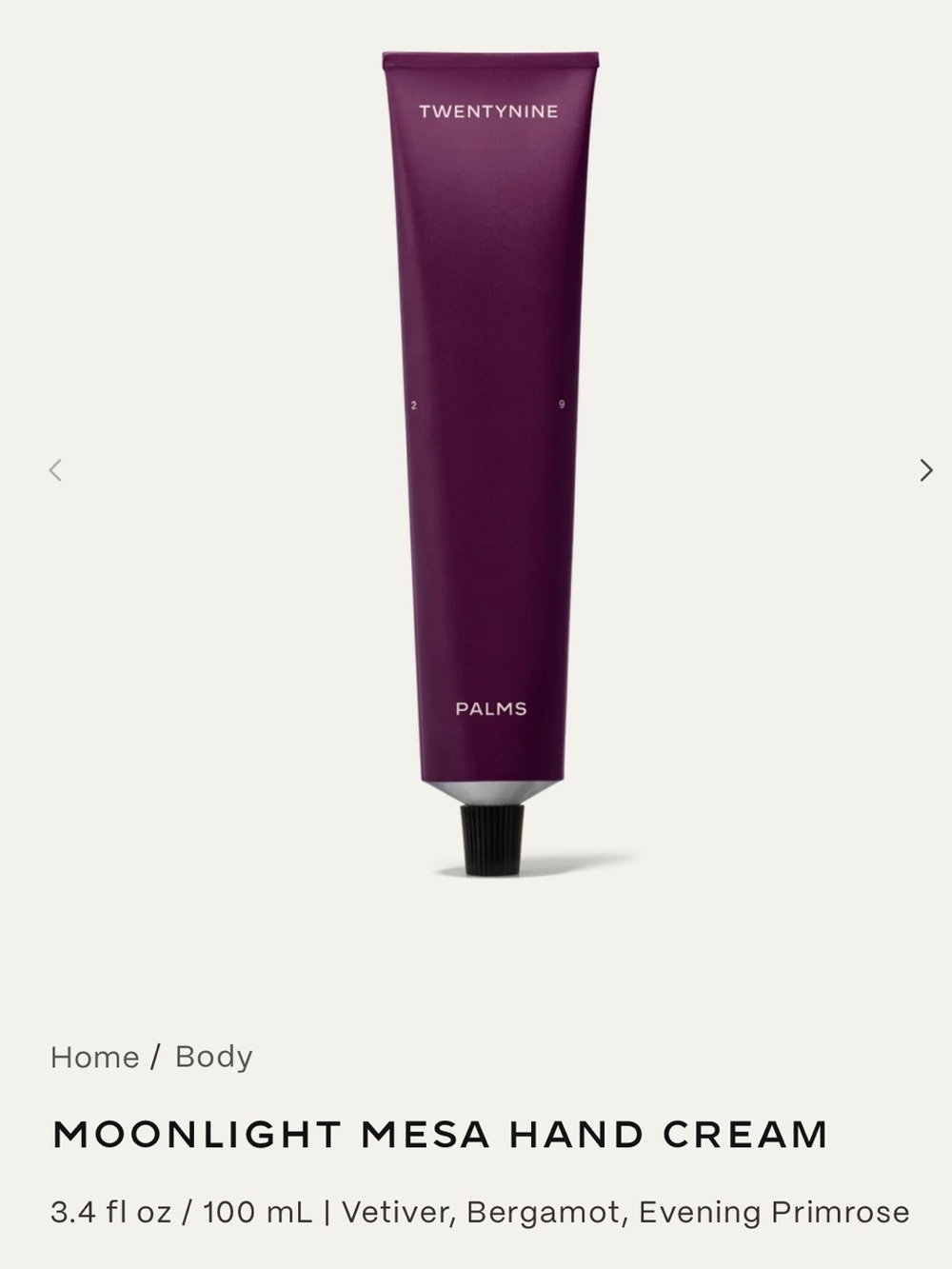 TWENTYNINE Palms Moonlight Mesa Hand Cream NIB
